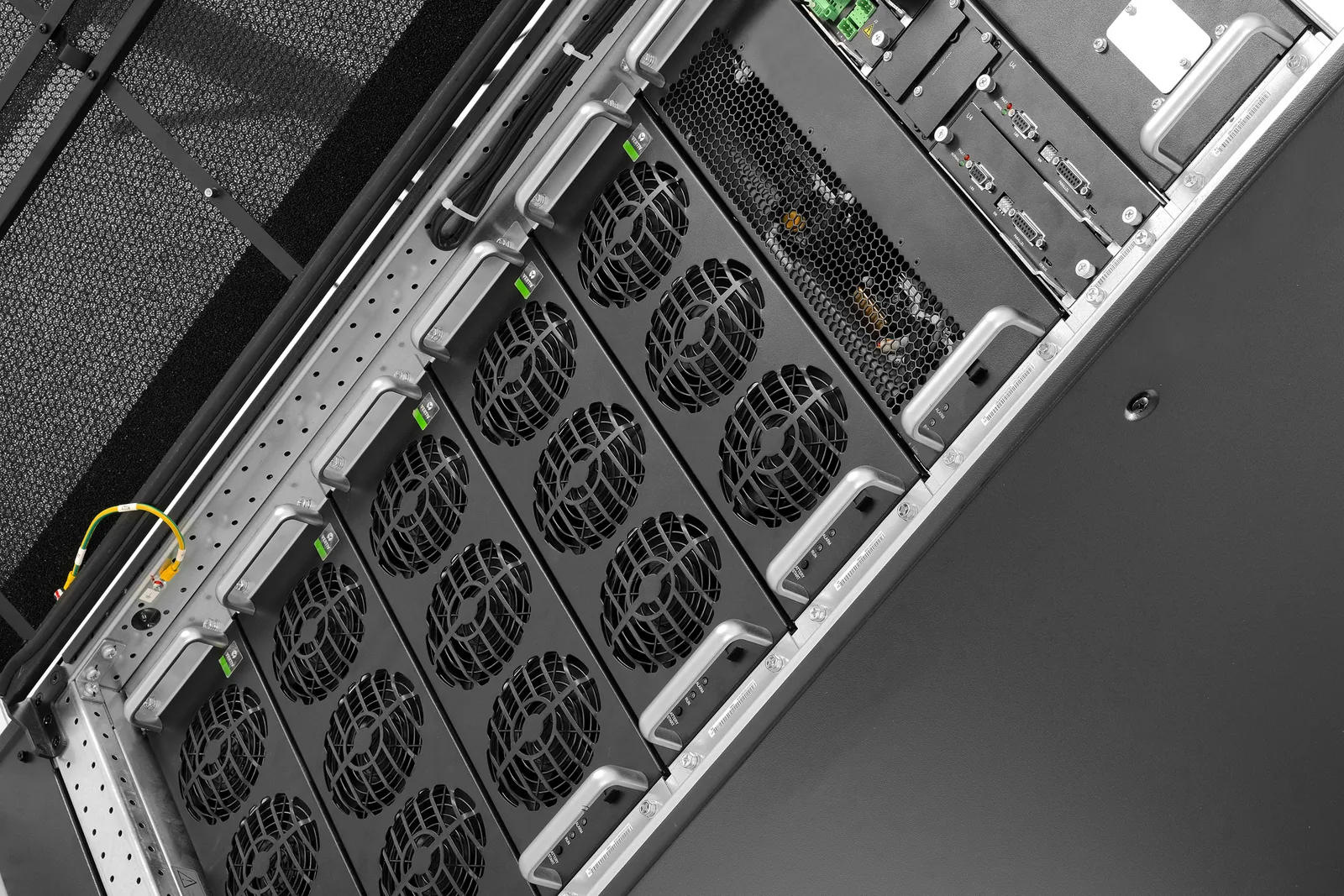 Detailed view of Vertiv Liebert APM2 power modules and airflow path