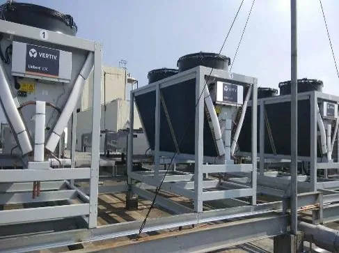 Outdoor heat-rejection equipment installed for a precision-cooling system